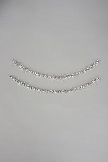 White Finish Cubic Zircon Anklets In Sterling Silver (Set Of 2)
