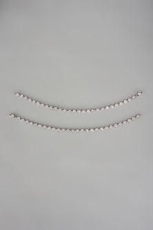 White Finish Cubic Zircon Anklets In Sterling Silver (Set Of 2)