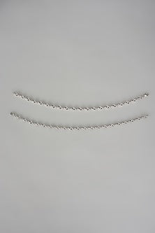 White Finish Cubic Zircon Anklets In Sterling Silver (Set Of 2)