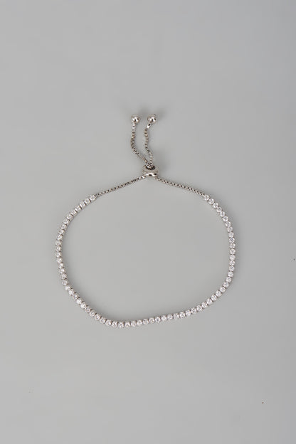 White Finish Zircon Tennis Bracelet In Sterling Silver