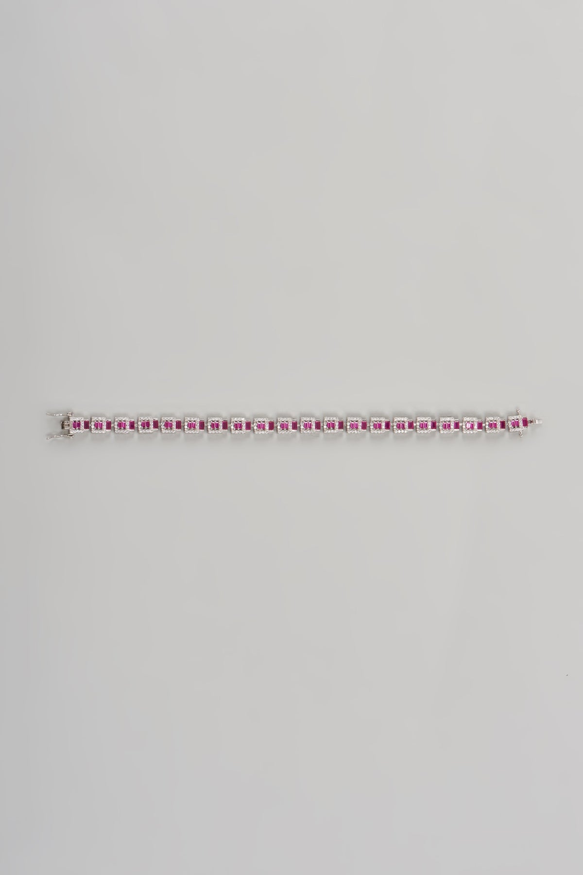 White Finish Cubic Zircon Bracelet In Sterling Silver