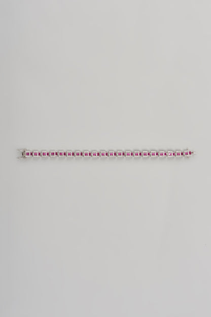 White Finish Cubic Zircon Bracelet In Sterling Silver