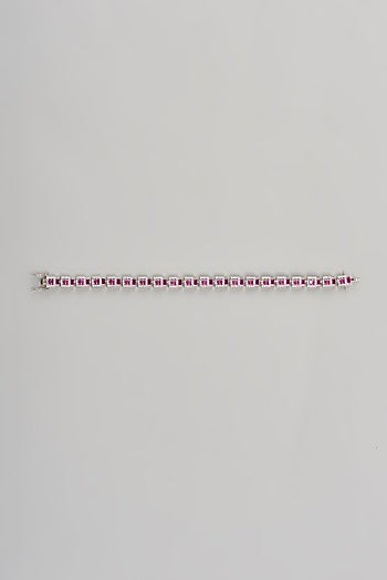 White Finish Cubic Zircon Bracelet In Sterling Silver