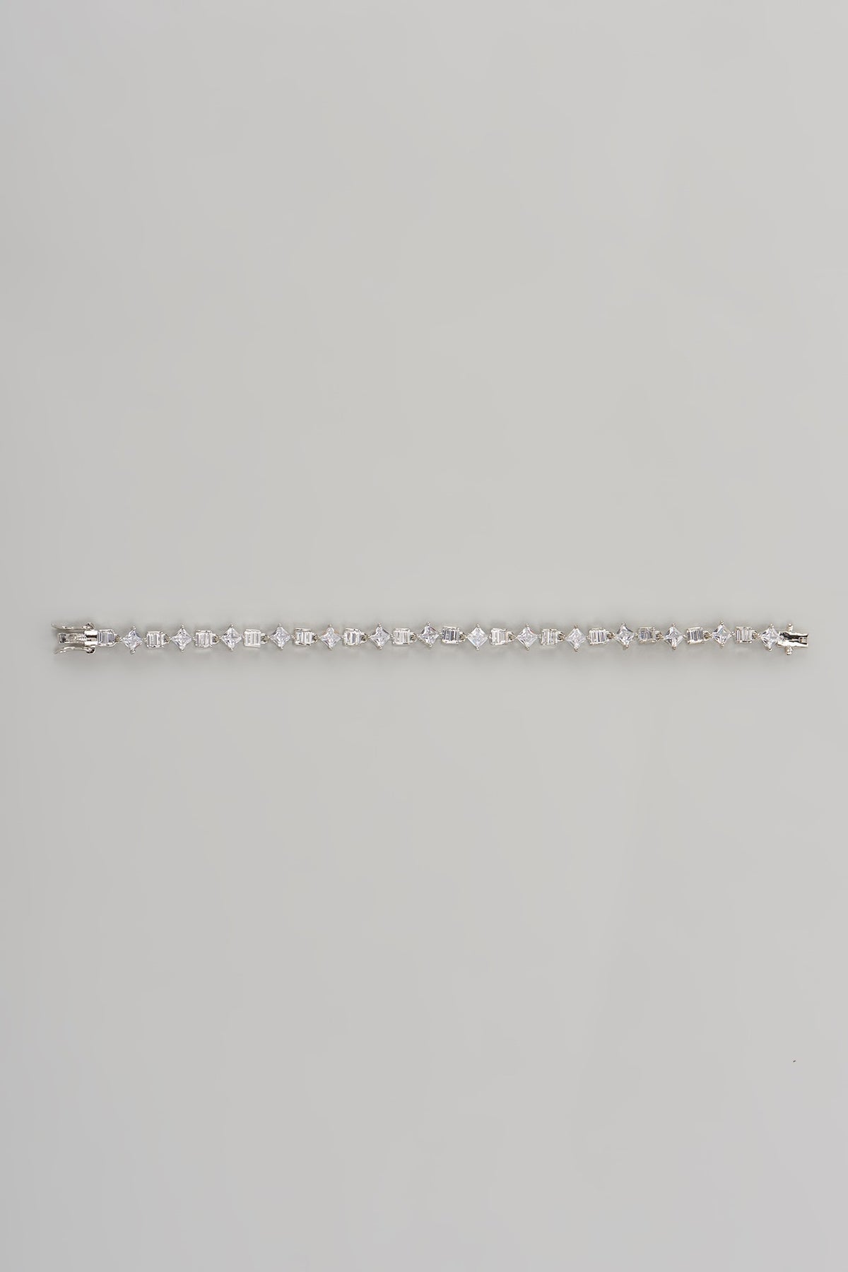 White Finish Cubic Zircon Bracelet In Sterling Silver