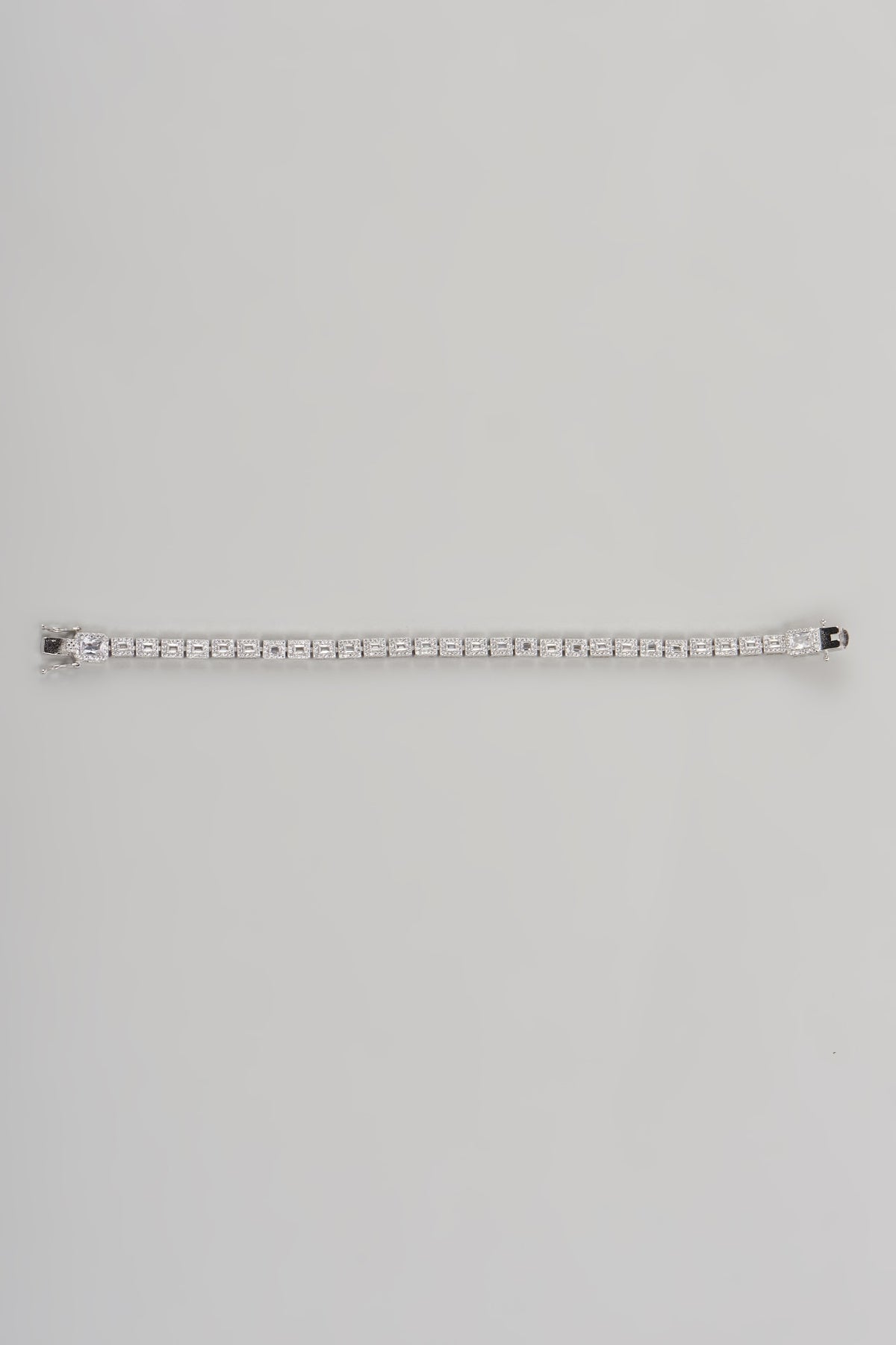 White Finish Cubic Zircon Bracelet In Sterling Silver