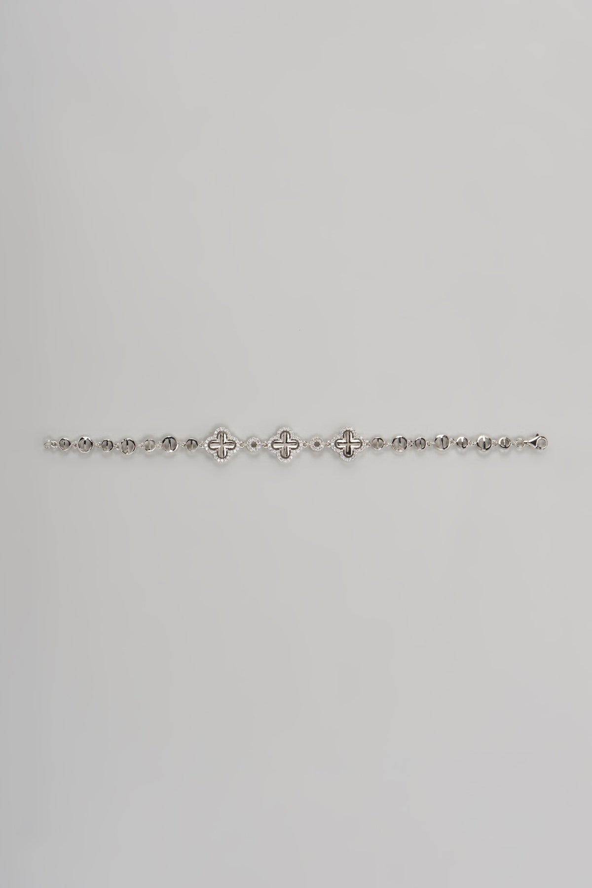 White Finish Cubic Zircon Bracelet In Sterling Silver