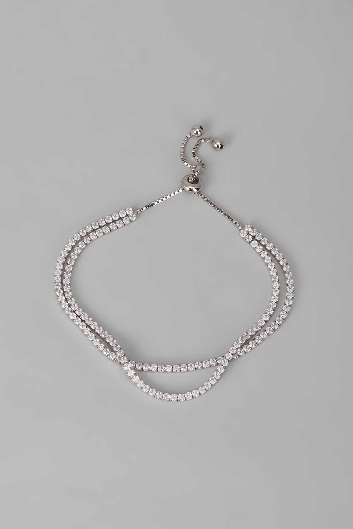 White Finish Cubic Zircon Bracelet In Sterling Silver