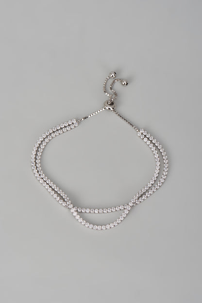 White Finish Cubic Zircon Bracelet In Sterling Silver