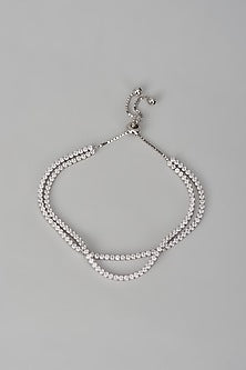 White Finish Cubic Zircon Bracelet In Sterling Silver