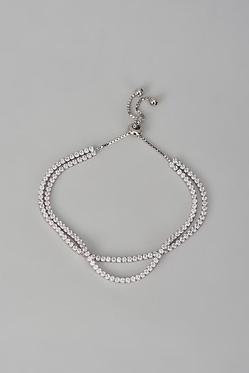 White Finish Cubic Zircon Bracelet In Sterling Silver