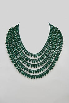 Green Emerald Drop Layered Necklace