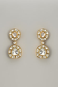Two Tone Finish Kundan Polki Dangler Earrings