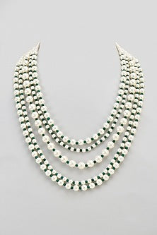 White Finish Pearl Layered Necklace