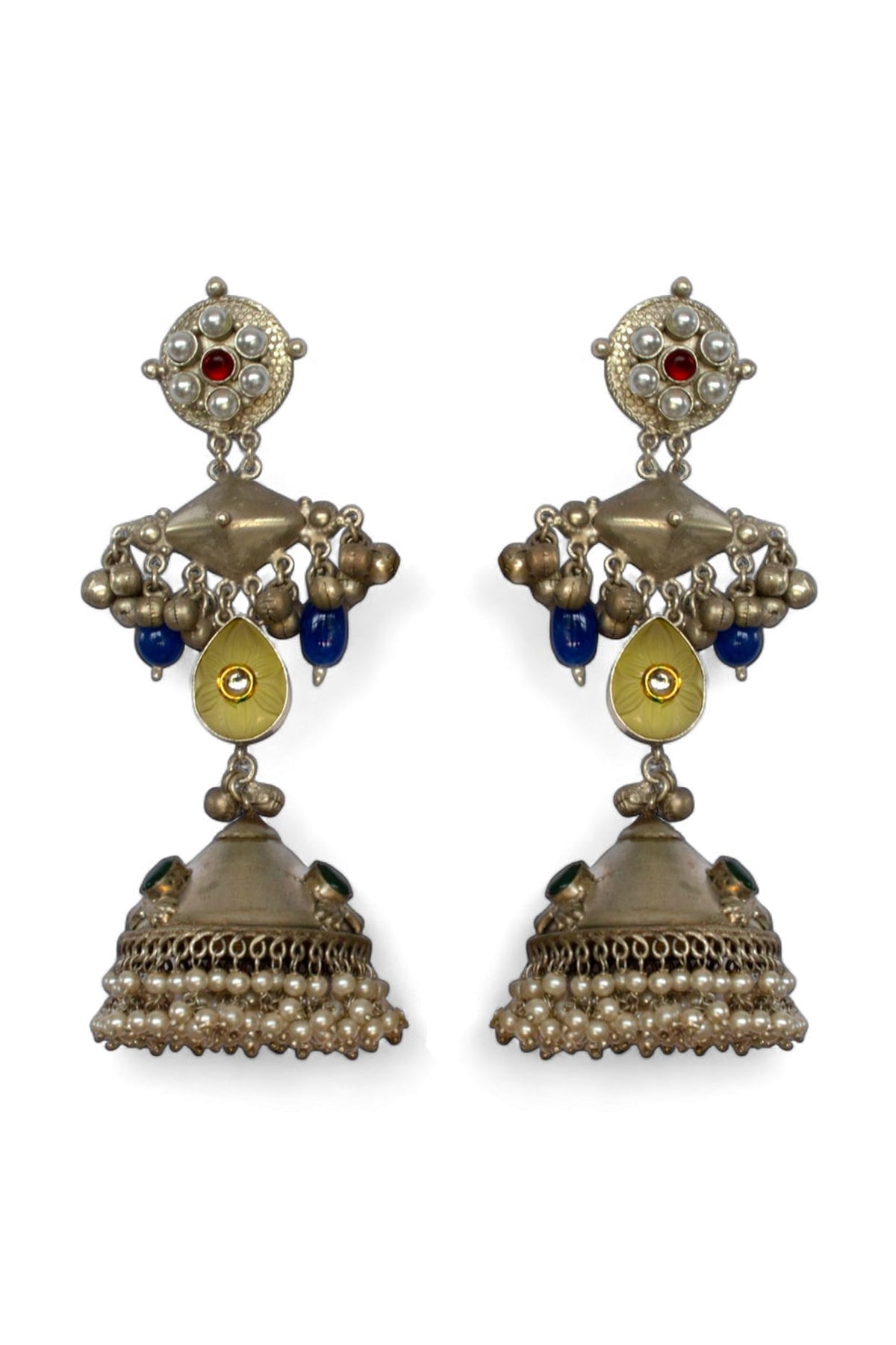 Silver Oxidised Finish Dangler Earrings