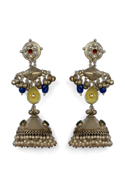 Silver Oxidised Finish Dangler Earrings
