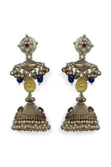 Silver Oxidised Finish Dangler Earrings