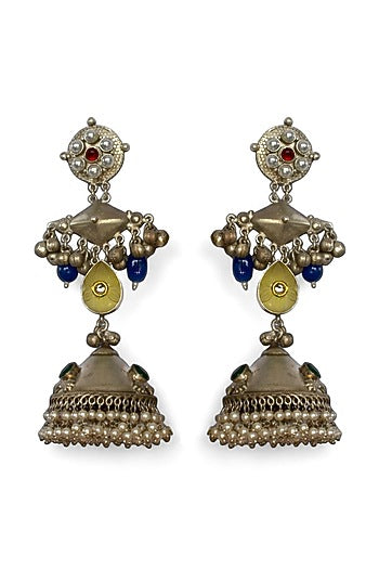 Silver Oxidised Finish Dangler Earrings