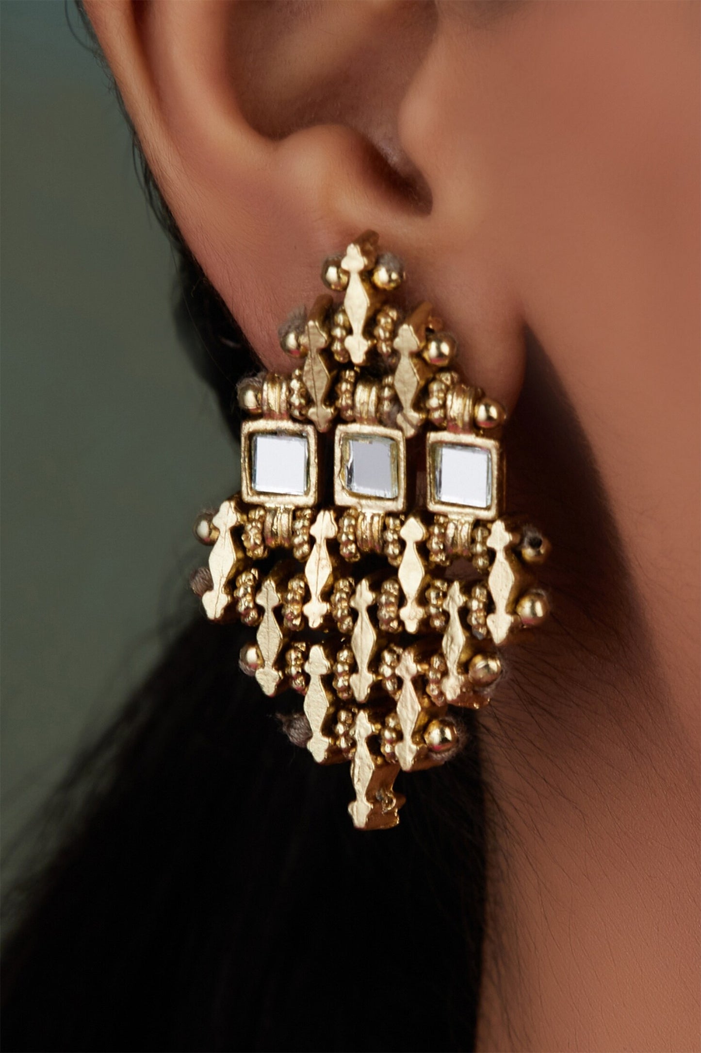 Mirror Studded Falak Teer Earrings 