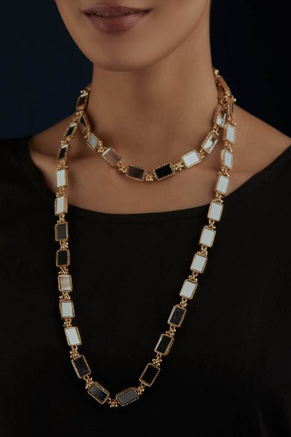 Mirror Brick Long Necklace 