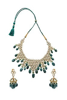 Gold Plated Emerald Necklace Set