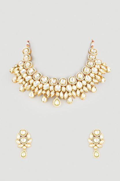Gold Plated Kundan Polki Choker Necklace Set