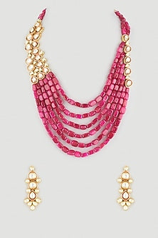 Gold Plated Beaded Layered Necklace Set