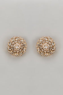 Gold Plated Kundan Polki Stud Earrings