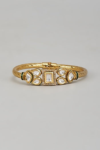 Gold Plated Kundan Polki & Crystal Meenakari Bracelet