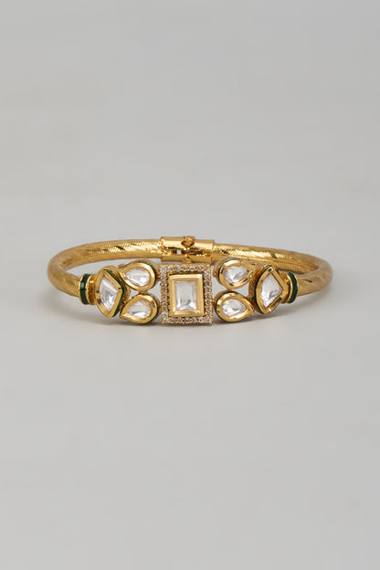 Gold Plated Kundan Polki & Crystal Meenakari Bracelet
