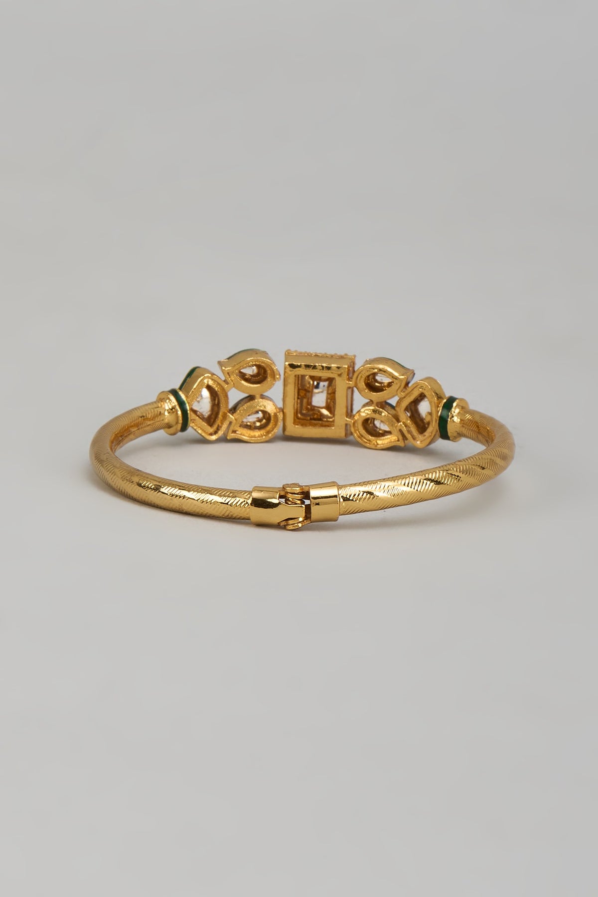 Gold Plated Kundan Polki & Crystal Meenakari Bracelet