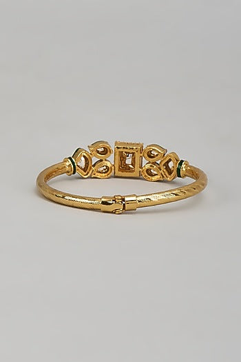 Gold Plated Kundan Polki & Crystal Meenakari Bracelet