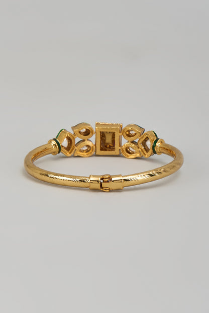 Gold Plated Kundan Polki & Synthetic Ruby Stone Meenakari Bracelet