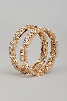 Gold Plated Kundan Polki Bracelets (Set Of 2)