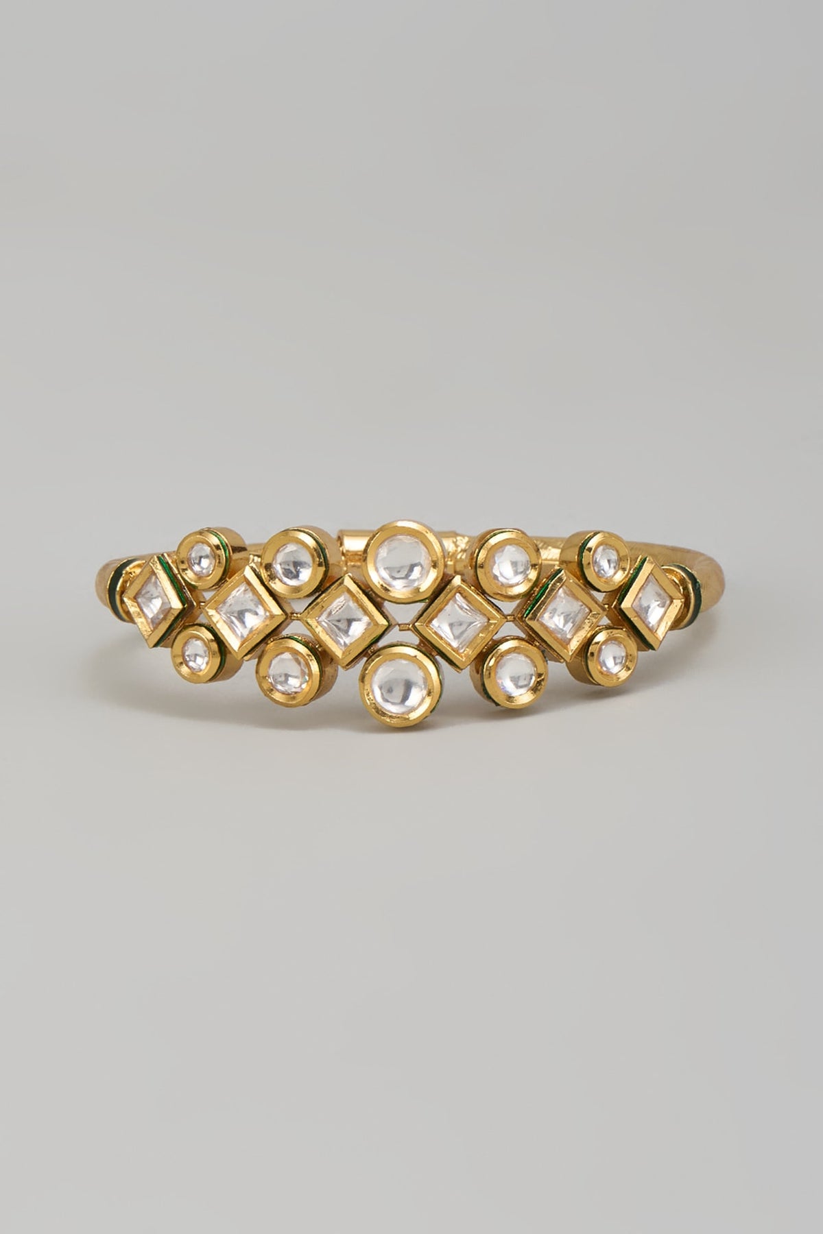 Gold Plated Kundan Polki Meenakari Bracelet