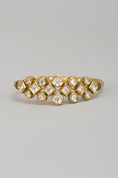 Gold Plated Kundan Polki Meenakari Bracelet