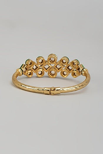 Gold Plated Kundan Polki Meenakari Bracelet