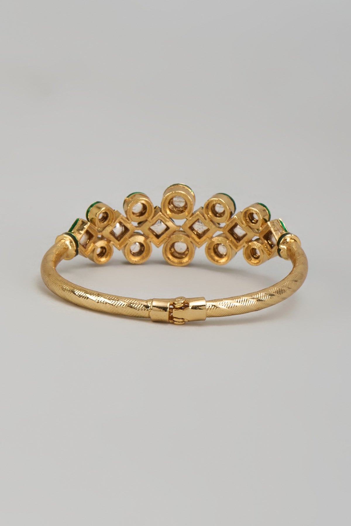 Gold Plated Kundan Polki Meenakari Bracelet