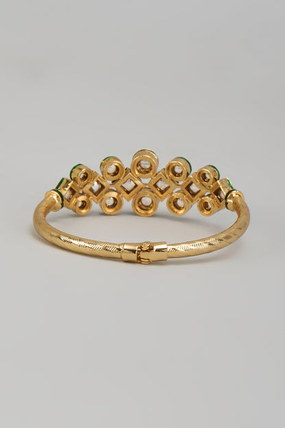 Gold Plated Kundan Polki Meenakari Bracelet