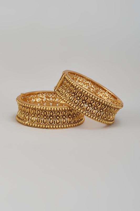 Gold Finish Temple Bracelets (Set Of 2)