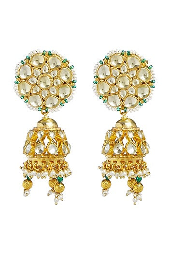 Gold Finish Pearls Earrings