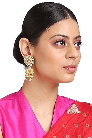 Gold Finish Pearls Earrings