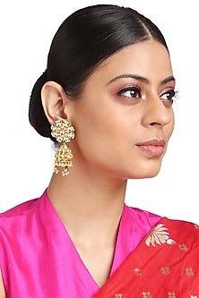 Gold Finish Pearls Earrings