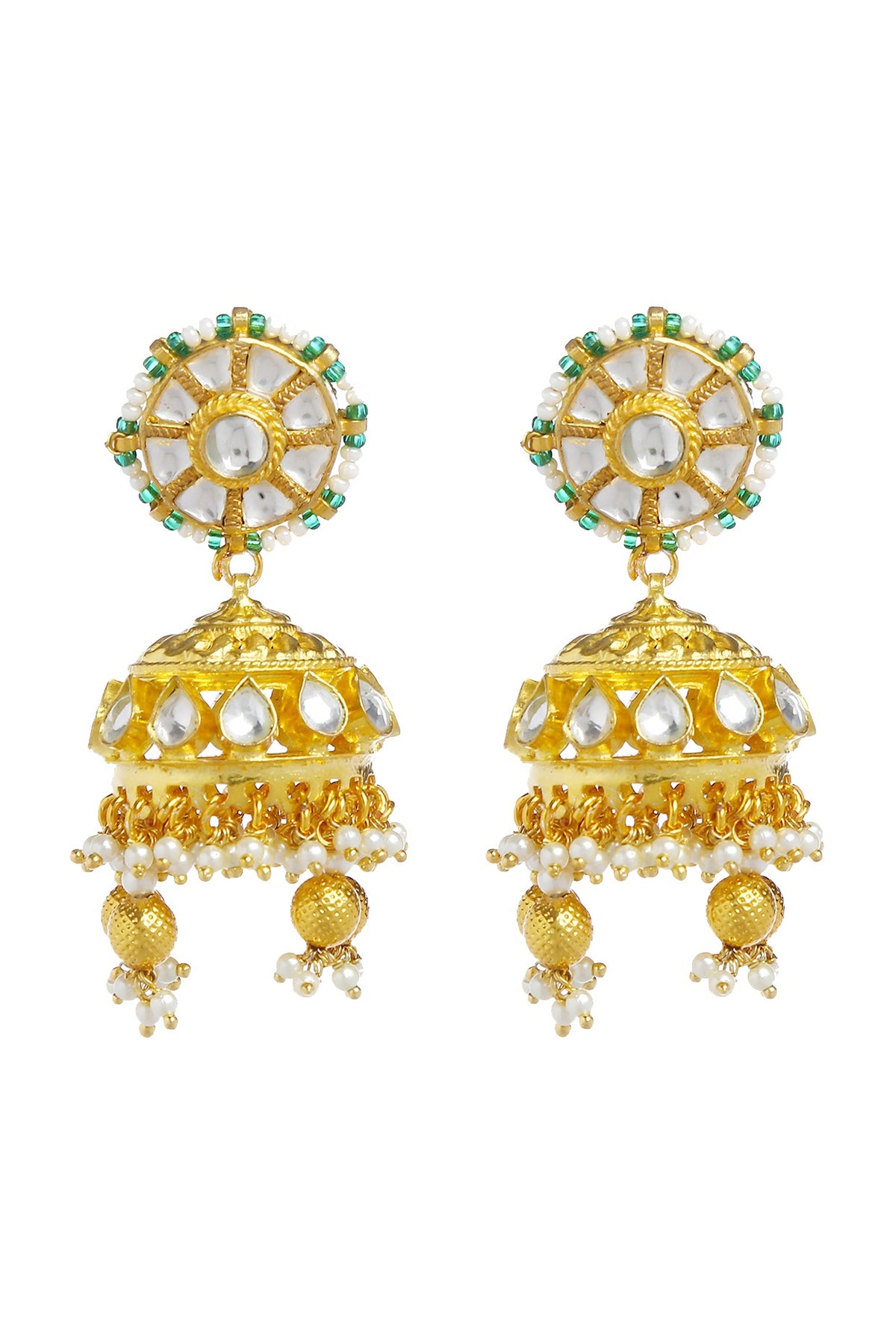 Gold Plated Pearls Jhumka Earrings
