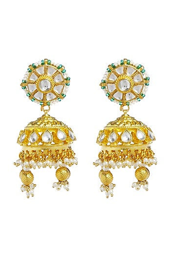 Gold Plated Pearls Jhumka Earrings