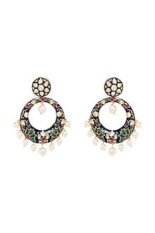 White Meenakari Earrings
