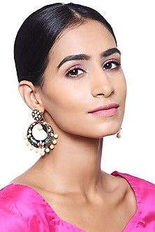 White Meenakari Earrings