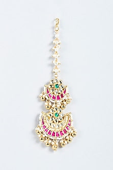 Gold Plated Shell Pearl Maangtikka