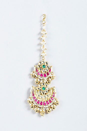 Gold Plated Shell Pearl Maangtikka
