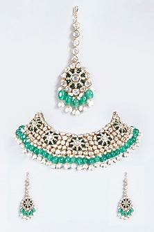 Rose Gold Plated Onyx Necklace Set