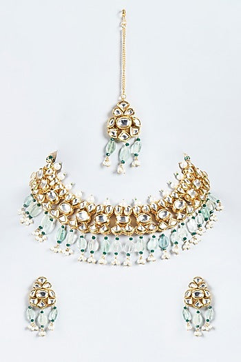 Gold Plated Quartz Necklace Set
